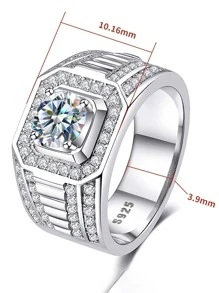 ESBERRY 1入組閃爍石墨烯鑽石男士婚戒s925純銀訂婚戒指永恆戒指周年紀念禮物奢華珠寶禮物新娘珠寶