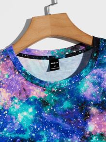 男士趣味反光银河印花短袖T恤，适合外出、朋友聚会、夏季 - 彩色 - 查看 6