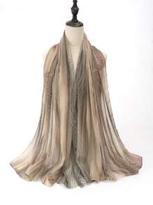 Elegant 1pc Ladies' Printed Style & Linen Woven Scarf, Suitable For Daily Wear
