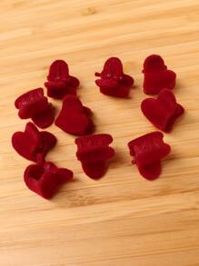 10pcs Heart Design Hair Claw - Red - View 3