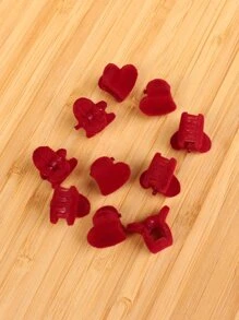 10pcs Heart Design Hair Claw - Red - View 4