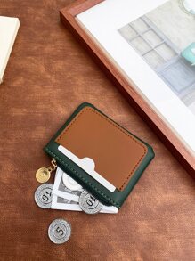 Two Tone Zipper Card Holder Lightweight Portable,Credit Card,ID Card White-Collar Workers,For Female,For Women Holiday,For Anniversary,For Birthday Gift Gift, Accessories, Gift - Multicolor - View 3