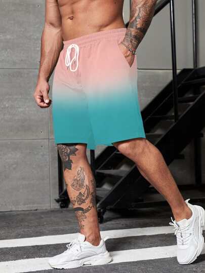 Manfinity Loose-Fit Men's Ombre Drawstring Waist Shorts
