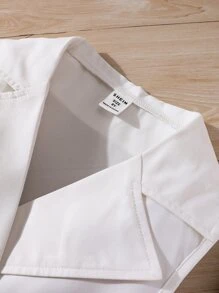 Girls Double Breasted Belted Vest Dress - White - View 4