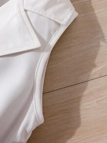 Girls Double Breasted Belted Vest Dress - White - View 6