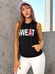 Letter Graphic Sports Sweatshirt - Black - View 6