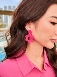 زوج من أقراط أكريليك بشكل زهر بسيطة وشخصية ، وزوج من أقراط هدية عشوائية ومناسبة للأعياد والأحداث الرومانسية كعيد الحب ، هدية الأم ، عيد الأم