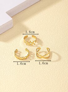 3 cái/bộ Vòng bít ngón chân trang trí ngôi sao & trái tim - Vàng - Xem 4