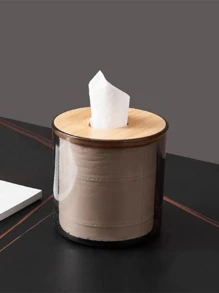 1pc Clear Tissue Box, Minimalist Plastic Removable Tissue Box For Home Kitchen Office Desktop Storage - Dark Grey - View 7