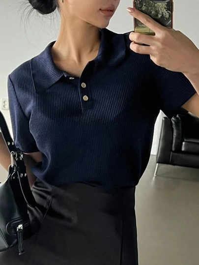 DAZY 高领罗纹针织 T 恤，商务休闲女装