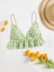 Soleia Ditsy Floral Ruffle Hem Cami Top - Multicolor - View 1