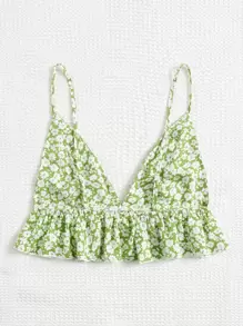 Soleia Ditsy Floral Ruffle Hem Cami Top - Multicolor - View 2