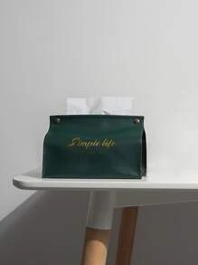 Creative Pu Desk Rectangular Tissue Box Case Paper Towel Holder, Pink - Pink - View 2