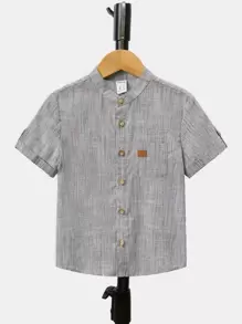 SHEIN Toddler Boys Button Front Shirt - Grey - View 1