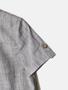 SHEIN Toddler Boys Button Front Shirt - Grey - View 3