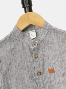 SHEIN Toddler Boys Button Front Shirt - Grey - View 4