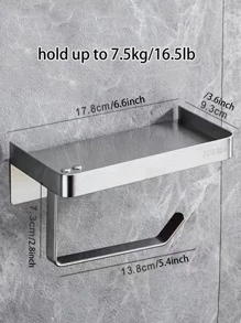 1pc Stainless Steel Bathroom Storage Rack, Minimalist Silver Tissue Paper Holder For Bathroom - Silver - View 5