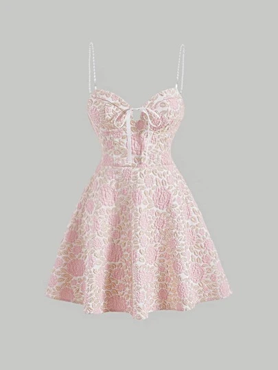 SHEIN MOD Floral Print Tie Front Cami Dress