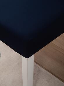 1pc Four Seasons Solid Color Stretch Chair Slipcover, For Dining Room, Hotel, Ceremony - Navy Blue - View 2