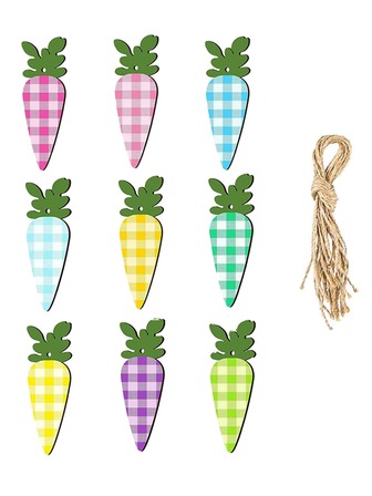 9入組/套木頭格子圖案胡蘿蔔設計掛飾