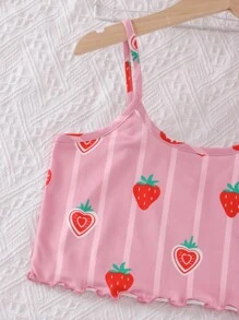 Tween Girls Strawberry Print Home Clothes - Pink - View 3