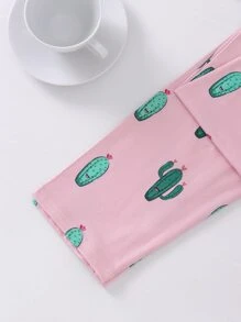 Tween Girls Cactus Pattern Tank Top And Long Pants Homewear Set - Dusty Pink - View 3