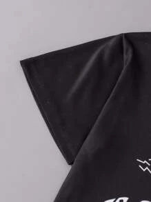 Boys' Cartoon Robot Printed Short Sleeve Homewear Set, Toddler - Black - View 3