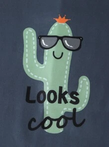 Boys' Cactus Printed Short Sleeve Shirt And Shorts Pajama Set - Multicolor - View 7