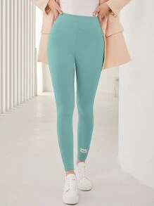 Mulvari Quần tất nữ Đắp vá Gân đan Lá thư Giải trí - Màu xanh bạc hà - Xem 1