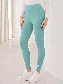 Mulvari Quần tất nữ Đắp vá Gân đan Lá thư Giải trí - Màu xanh bạc hà - Xem 5