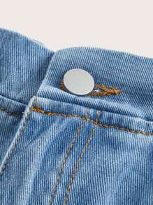 Plus High Waist Belted Straight Leg Jeans - Light Wash - View 3