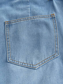 Plus High Waist Belted Straight Leg Jeans - Light Wash - View 4