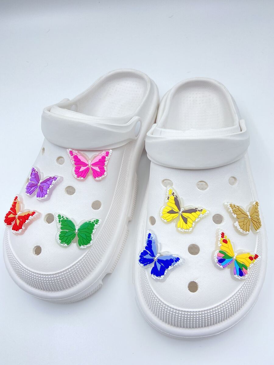 con diseño de mariposa de color combinado Decoración de zapato con dibujos animados Zapatos Accesorios para Zuecos Chanclas - Multicolor - Ver 1