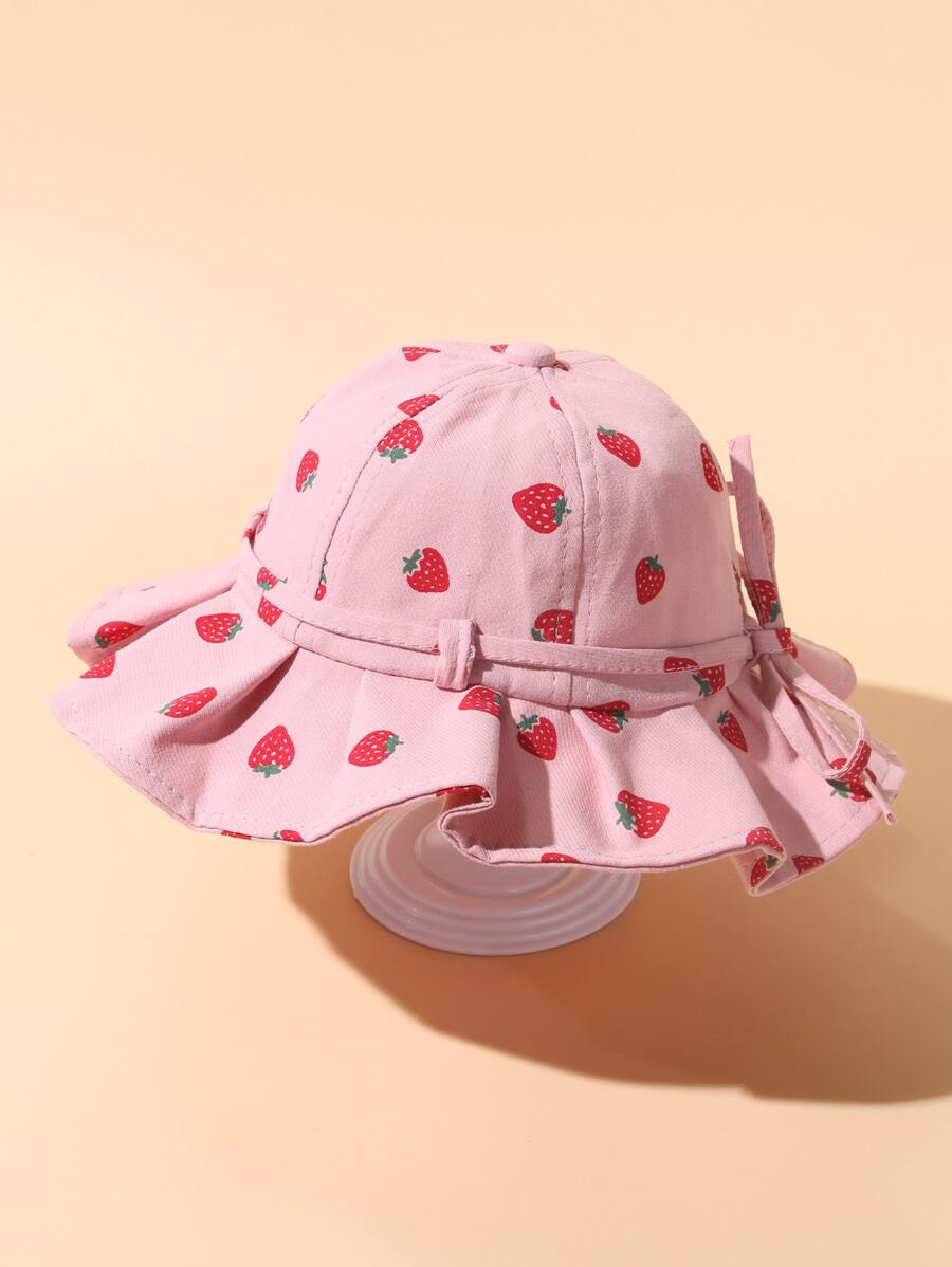嬰兒草莓圖案漁夫帽