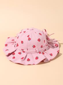 嬰兒草莓圖案漁夫帽