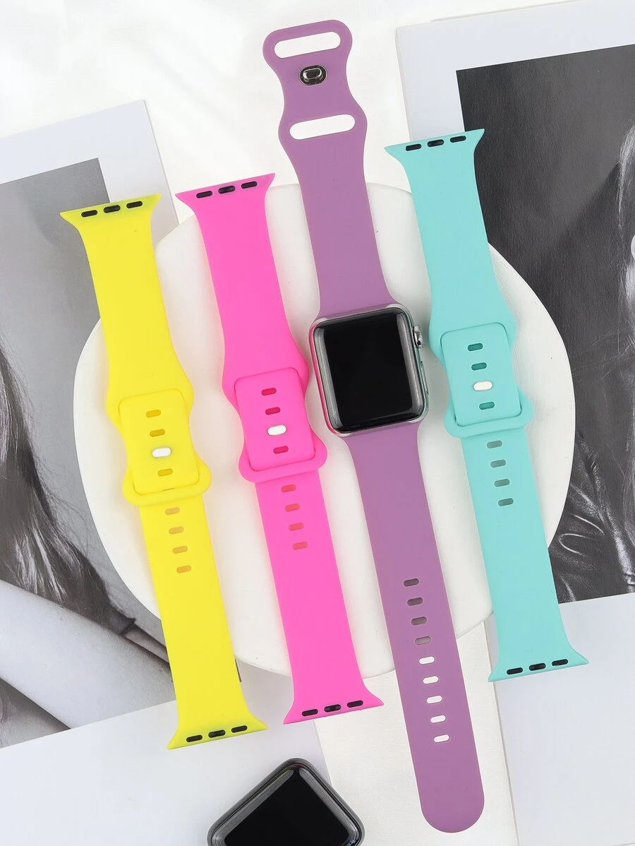 The Four-Bar Set Is Fashionable And Versatile, High-End, Breathable, ComFortable, Convenient For Outdoor Sports, And Silicone Smart Apple Watch Band Apple Watch Strap With 38/40/41/42/44/45/49mm, Compatible With Apple Watch Ultra/SE/8/7/6/5/4/3/2/1