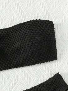 SHEIN Swim Summer Beach Textured Bikini Set Bandeau Top & High Waisted Bottom 2 Pieces Bikini - Black - View 3