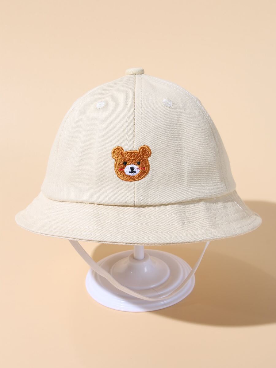 1入組嬰兒卡通小熊刺繡漁夫帽
