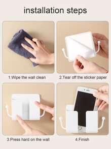 1入組素色掛壁式手機支架 - 白色 - 查看 5