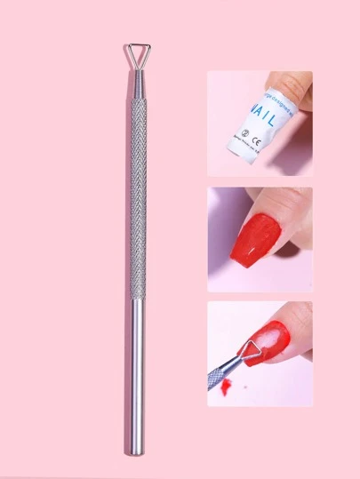 1个不锈钢三角角质层推棒/刮刀/角质层剥离器/卸甲凝胶指甲油美甲卸除工具