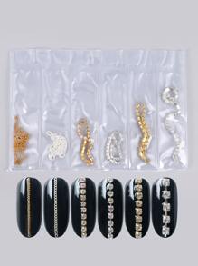 FULL BEAUTY 6 piezas 3d con diseño de diamante de imitación con diseño de cadena Decoración de uñas - Multicolor - Ver 2