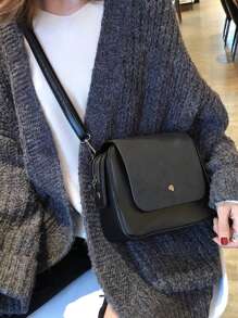 輕量級,商務休閒極簡主義拼接斜跨包,適合青少年女孩、大學生、學員和白領職員使用,適用於辦公室、大學、工作、商務、上下班通勤,適合送給老師、旅行用途、給母親的禮物、伴娘禮物 - 黑色 - 查看 1