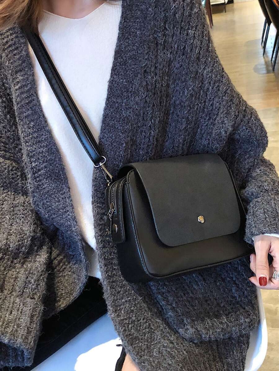 輕量級,商務休閒極簡主義拼接斜跨包,適合青少年女孩、大學生、學員和白領職員使用,適用於辦公室、大學、工作、商務、上下班通勤,適合送給老師、旅行用途、給母親的禮物、伴娘禮物 - 黑色 - 查看 1