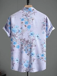 Manfinity Men Floral Print Shirt Without Tee - Blue - View 2