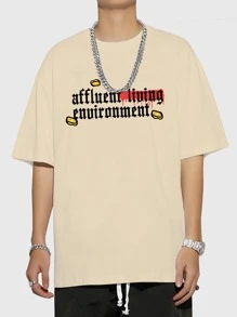 ROMWE MEN Men Cartoon Graphic Tee - Khaki - View 2