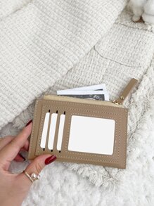 Letter Embossed Slim Lightweight Zipper Portable Cash Money Card Card Coin Pocket For Birthday Gift Teenagers For College Student School Student Letters Holder Absolutely No Southland&Kangaroo Teacher Gift For Girlfriend Gift Bag Present Gifts For Teachers School Supplies Teacher Gifts Back To School Card Holder Wallet Business Card Holder Credit Card Holder Id Card Holder Women For Women Mini Wallet Card Wallet - Khaki - View 2