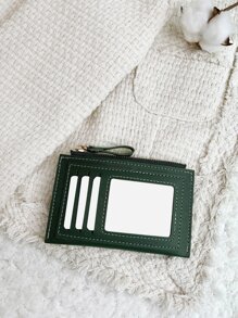 时尚双色超薄轻便便携式现金卡位零钱袋适用于生日礼物周年纪念圣诞节情人节情侣女士女孩青少年大学生学生书包学校用品宿舍和返校卡夹卡夹钱包名片夹信用卡夹身份证夹女士迷你钱包卡片钱包 - 綠色 - 查看 3