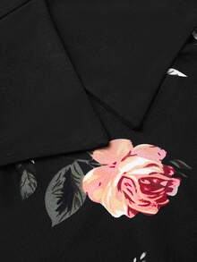 HOMEYEE 雙色不對稱領荷葉邊下擺腰緊身洋裝 - 黑色 - 查看 5