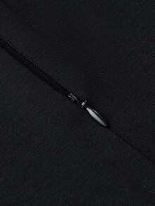 HOMEYEE 雙色不對稱領荷葉邊下擺腰緊身洋裝 - 黑色 - 查看 6