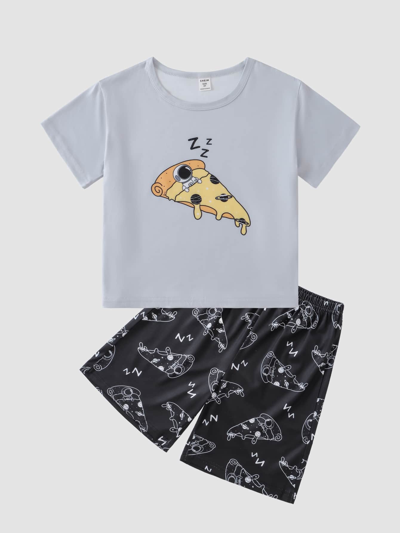 Boys Cartoon Graphic Tee & Shorts PJ Set - Multicolor - View 1